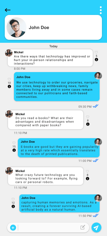 HIBRID — Real time chat screen