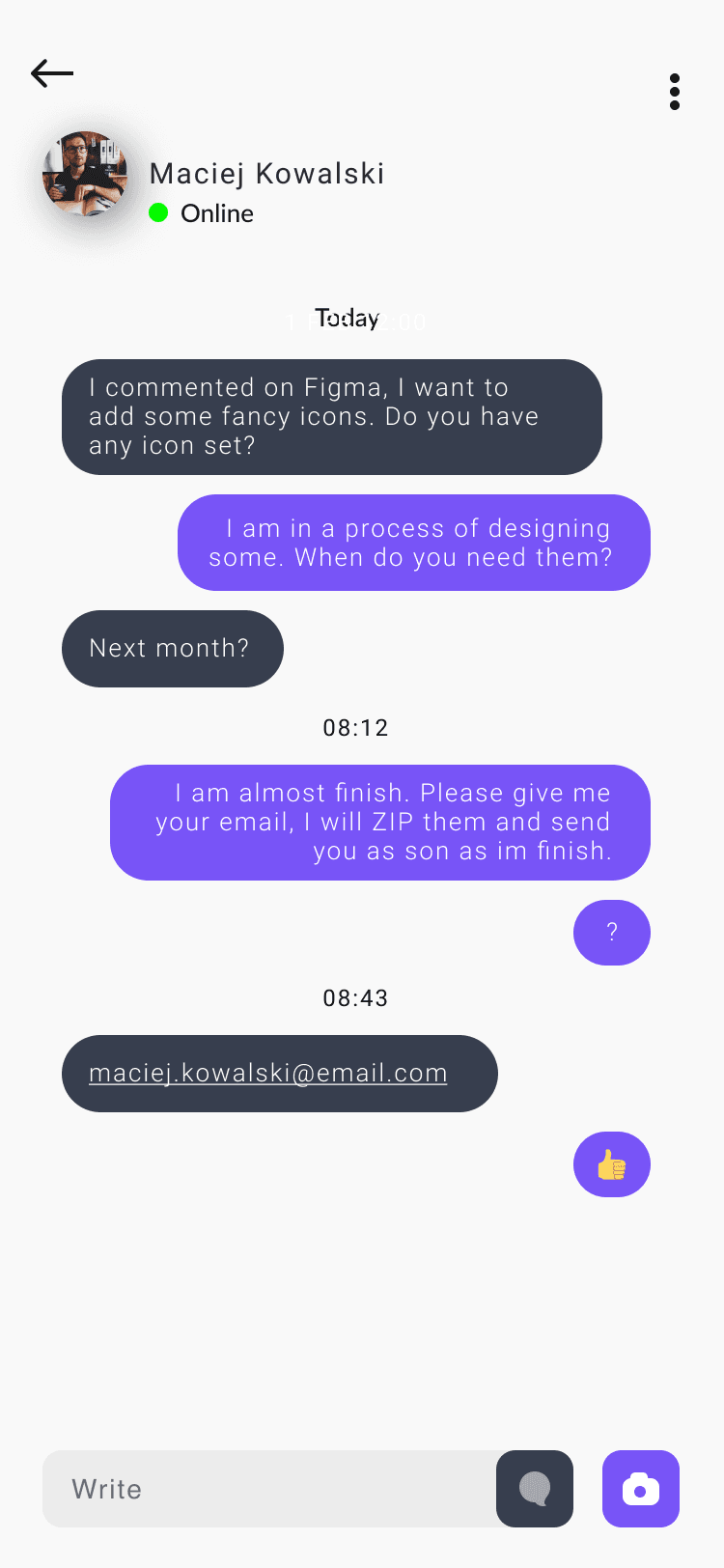 Matchmaking Platform — Real time chat screen